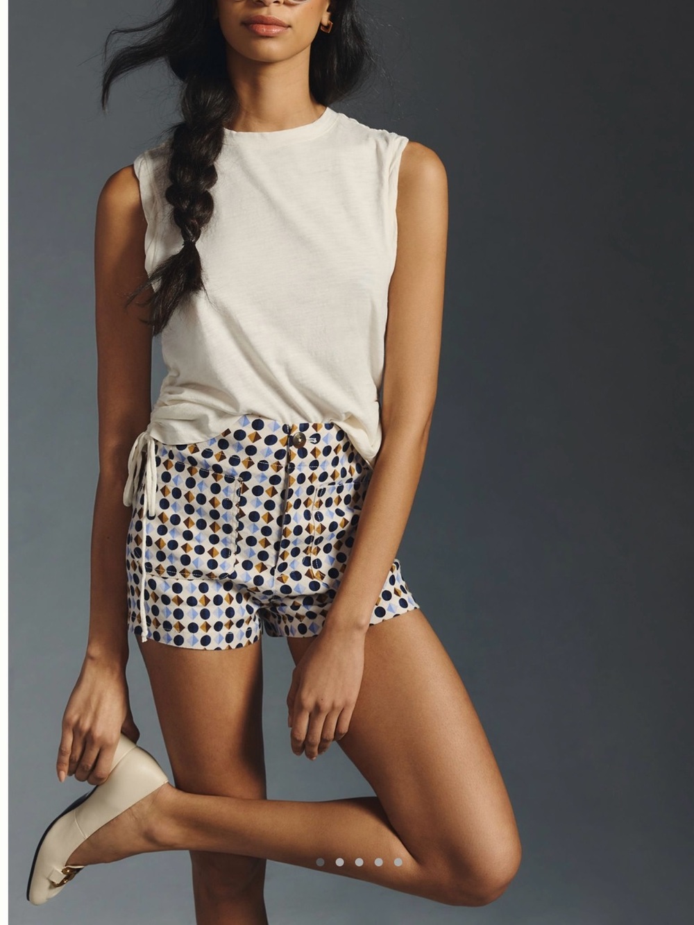 Anthropologie Navy & Brown Geometric High-Waist Shorts